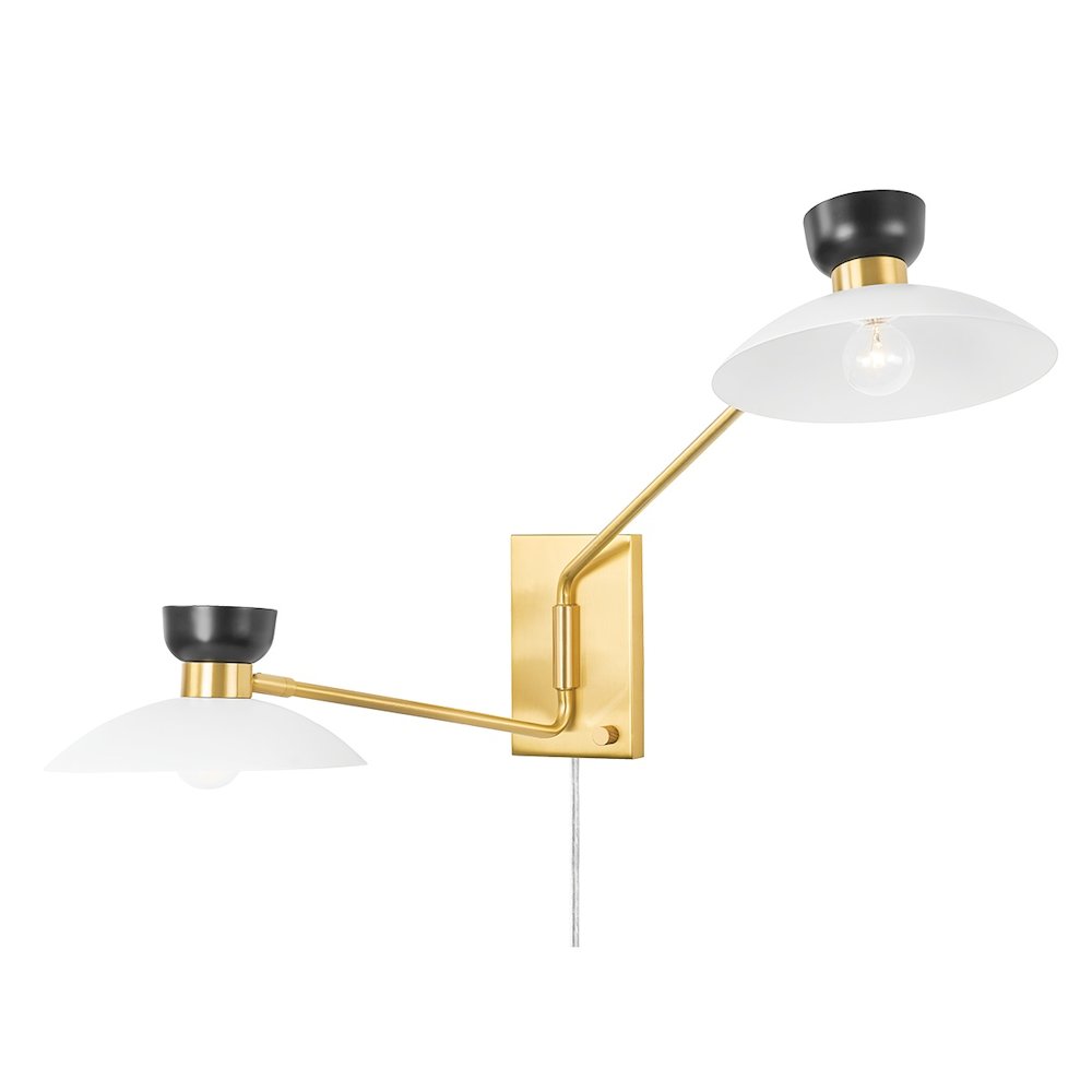 Whitley Plug-In Sconce In Aged Brass Color. Picture 1