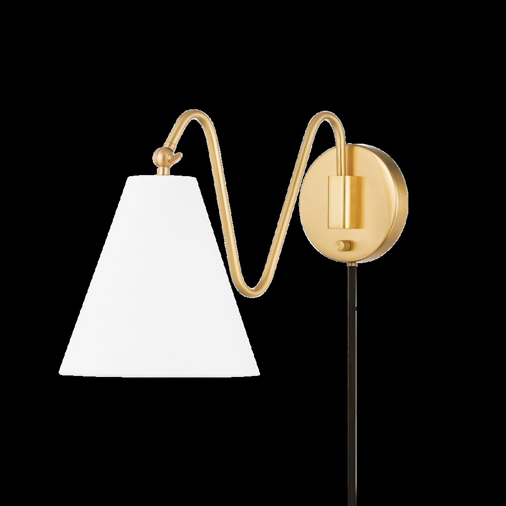 Onda Plug-In Sconce, Aged Brass. Picture 1