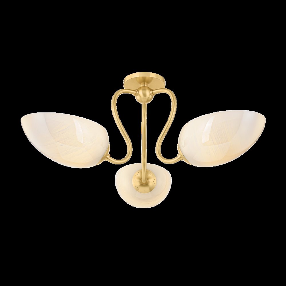 Reva Semi Flush, Aged Brass. Picture 1