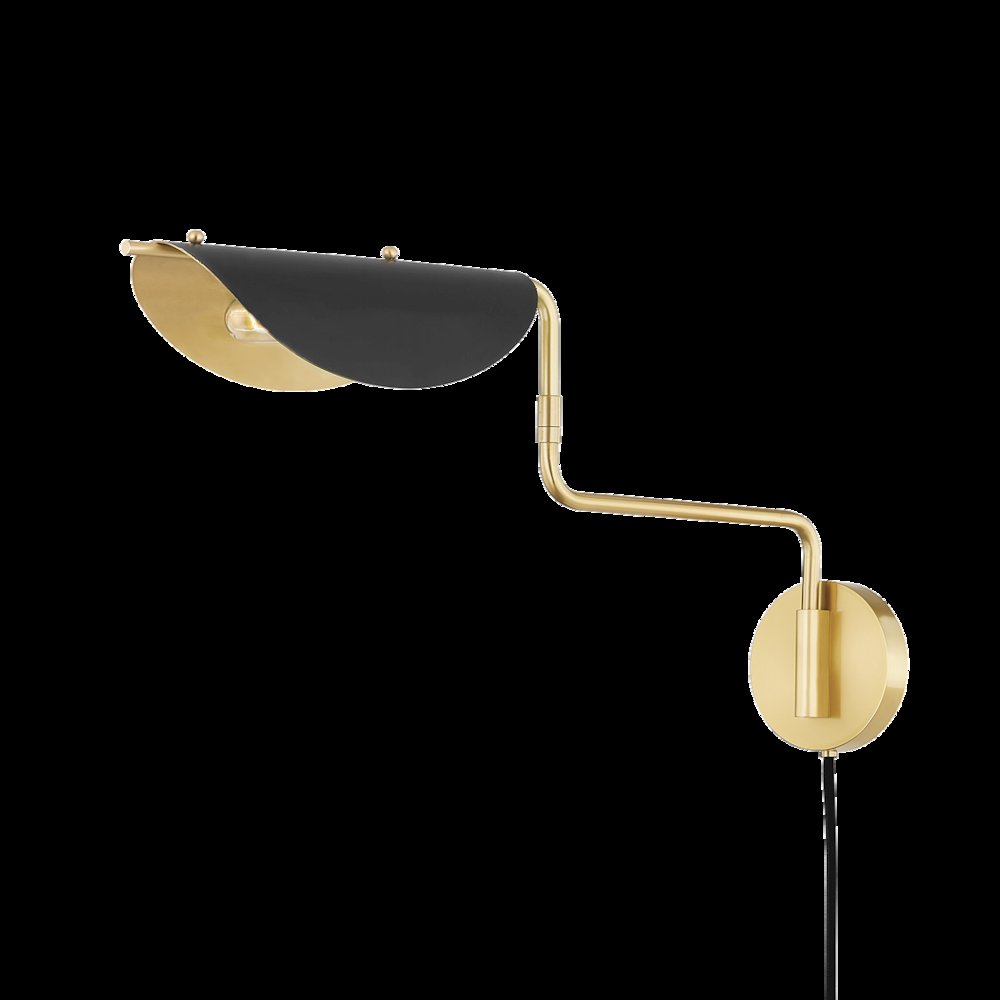 Suffield Plug-In Sconce, Aged Brass. Picture 1