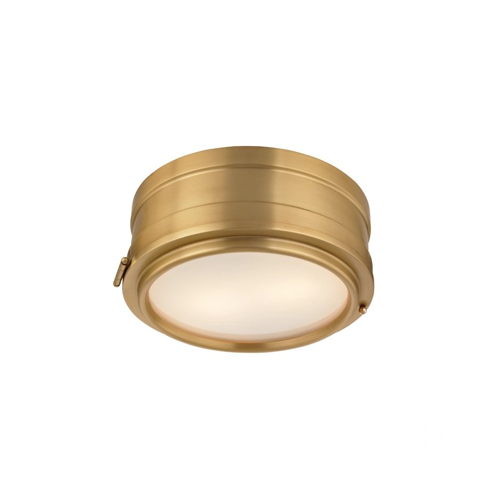 Rye Flush Mount In Aged Brass Color. Picture 1