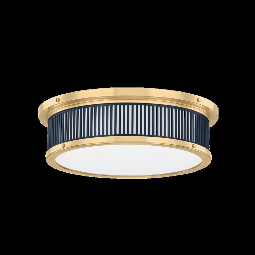 Ashdown Flush Mount, Aged Brass. Picture 1