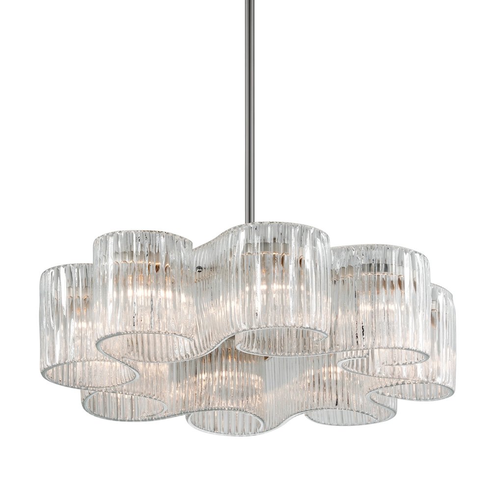 Circo Chandelier In Satin Silver Leaf Color. Picture 1