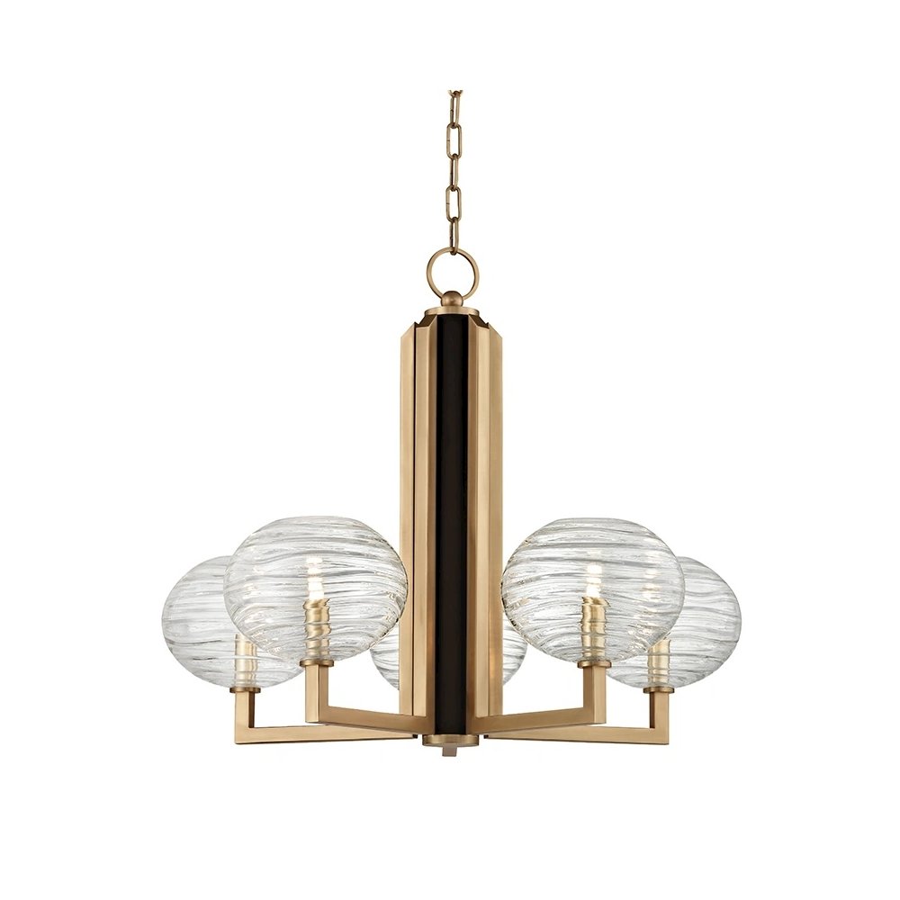 Breton Chandelier In Aged Brass Color. Picture 1