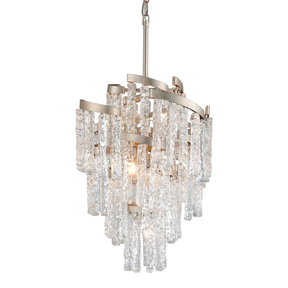 Mont Blanc Chandelier In Modern Silver Leaf Color. Picture 1