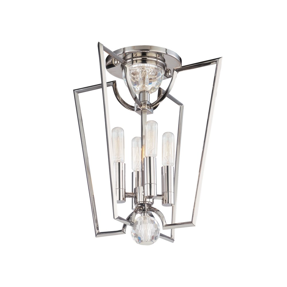 Waterloo Semi Flush, Polished Nickel. Picture 1