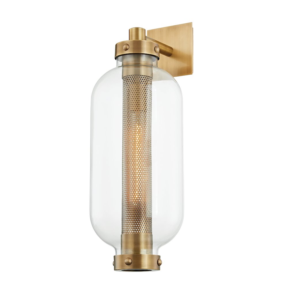 Atwater Exterior Wall Sconce, Patina Brass. Picture 1
