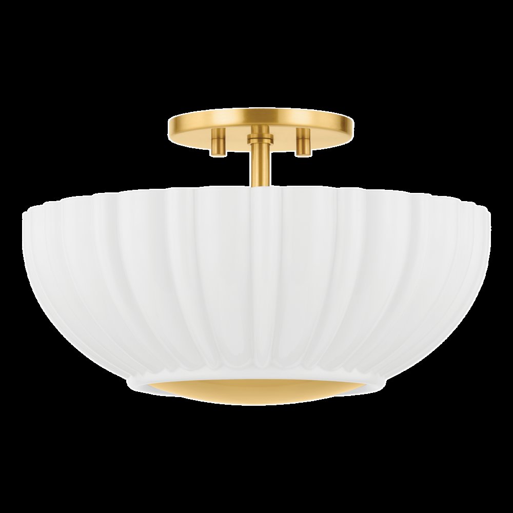 Anne Flush Mount, Aged Brass. Picture 1