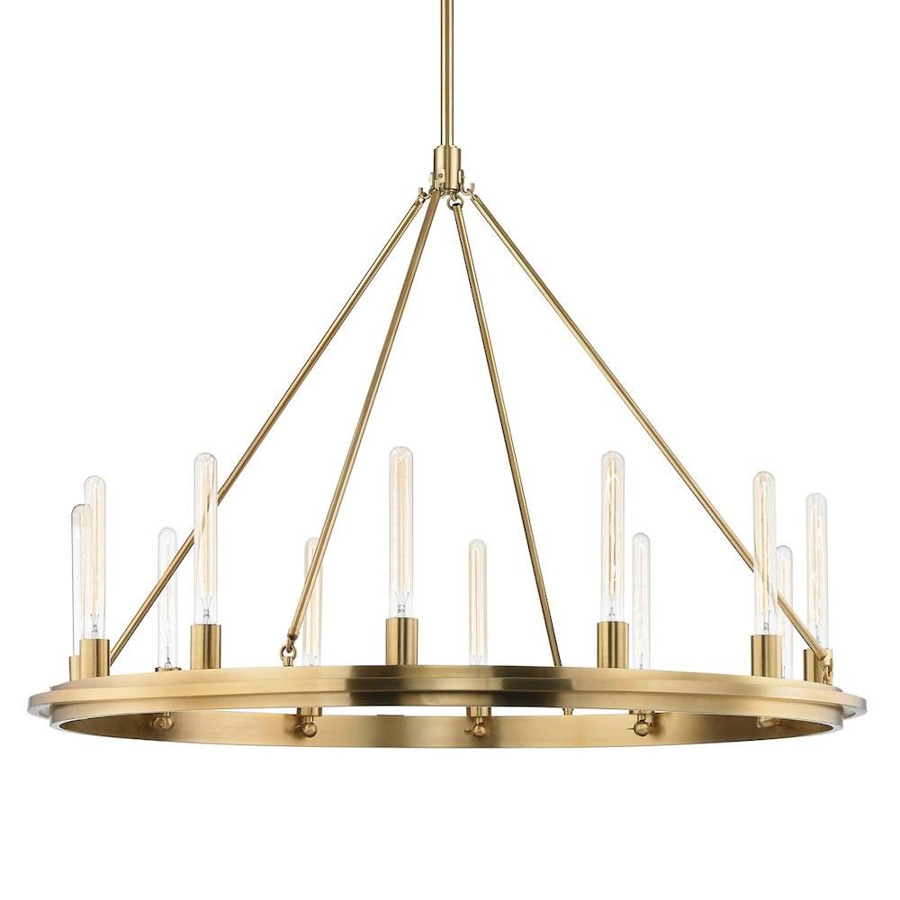 Chambers Chandelier In Aged Brass Color. Picture 1