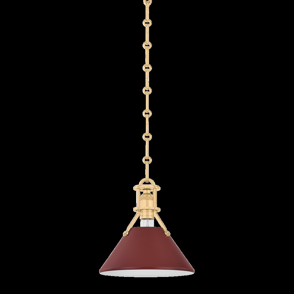 Painted No.2 Pendant, Aged Brass. Picture 1
