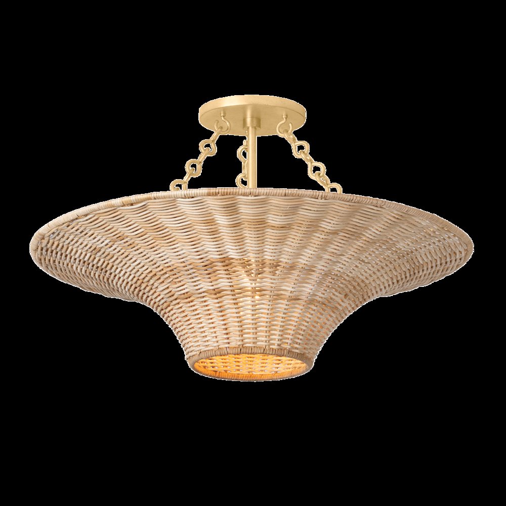 Ketan Semi Flush, Vintage Gold Leaf. Picture 1