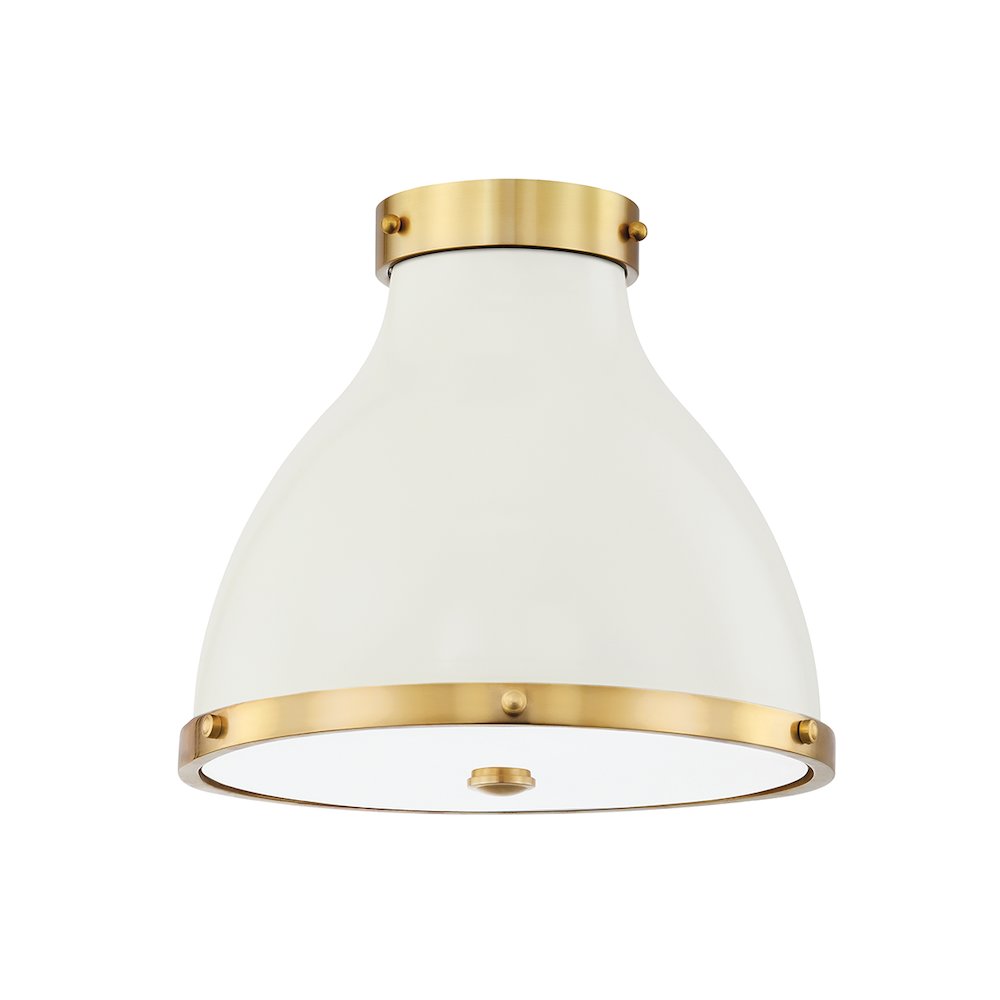 Painted No. 3 Flush Mount, Aged Brass. Picture 1