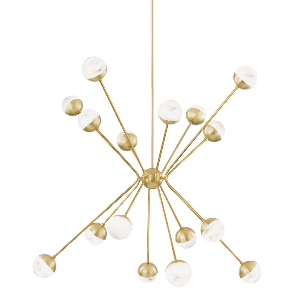 Saratoga Chandelier, Aged Brass. Picture 1