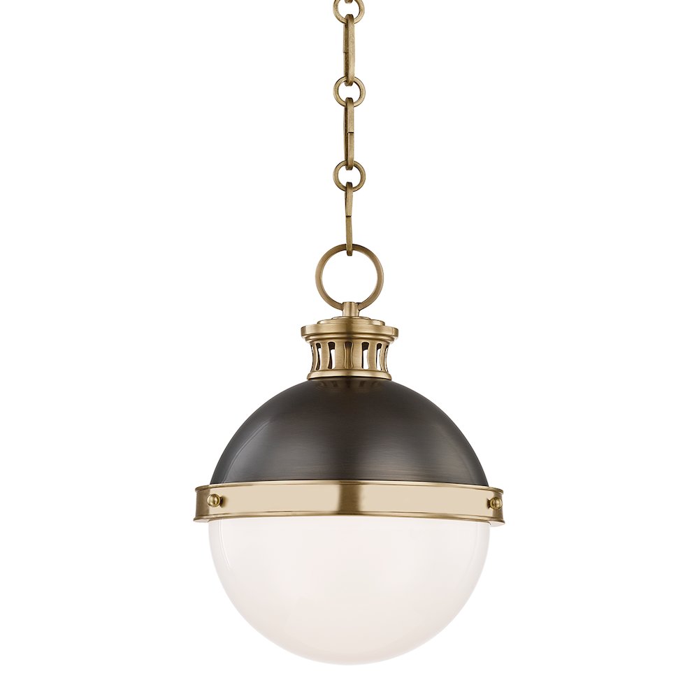 Latham Pendant, Aged Brass, Distressed Bronze. Picture 1