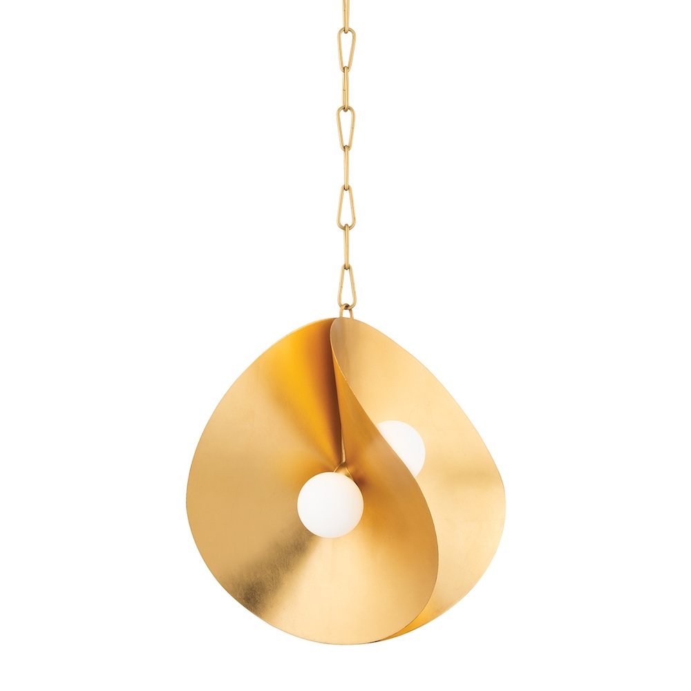Peony Pendant In Gold Leaf Color. Picture 1