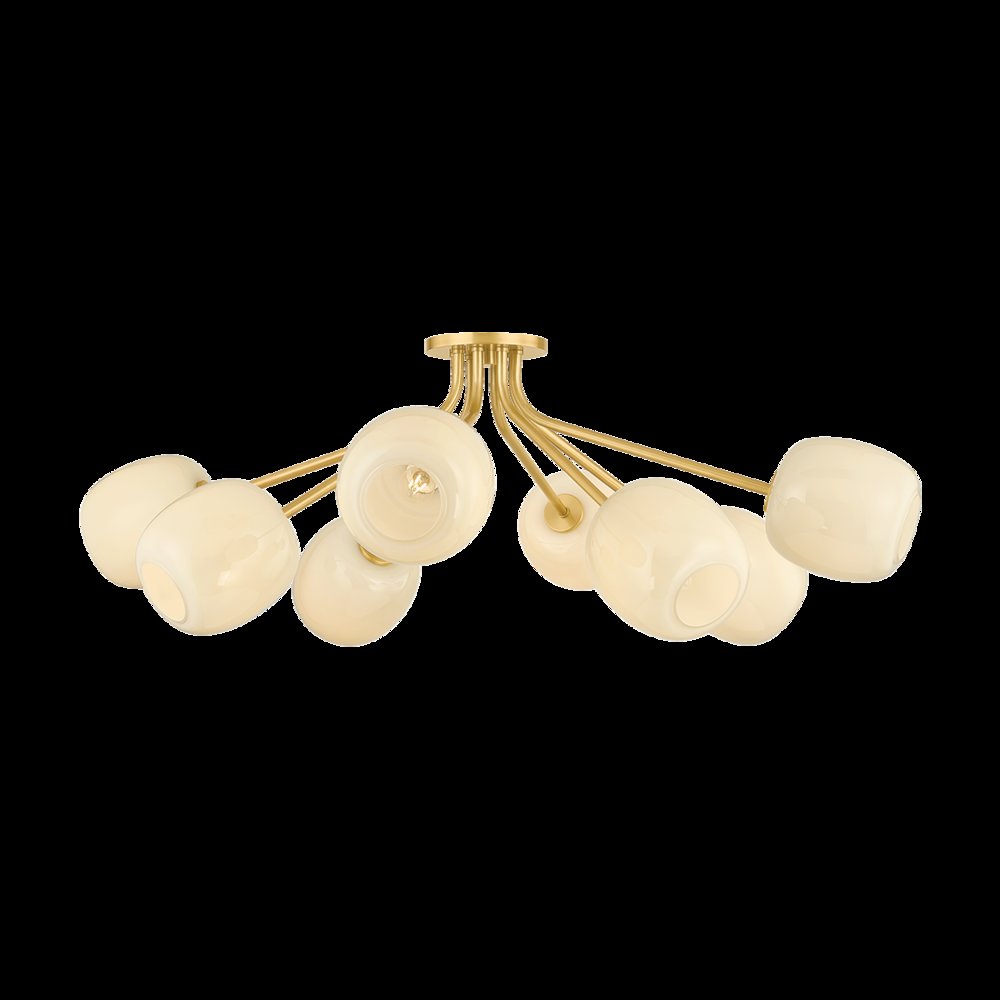 Lisette Semi Flush, Aged Brass. Picture 1