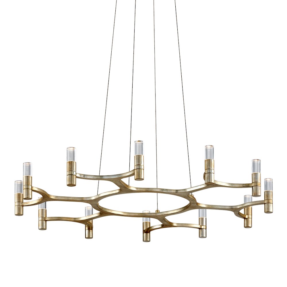 Nexus Chandelier, Warm Silver Leaf. Picture 1