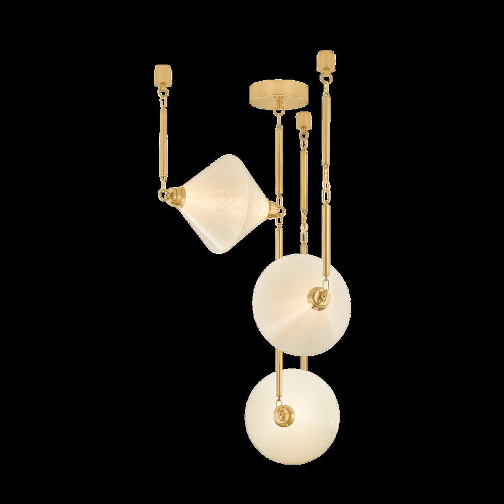 Solara Chandelier, Vintage Polished Brass. Picture 1