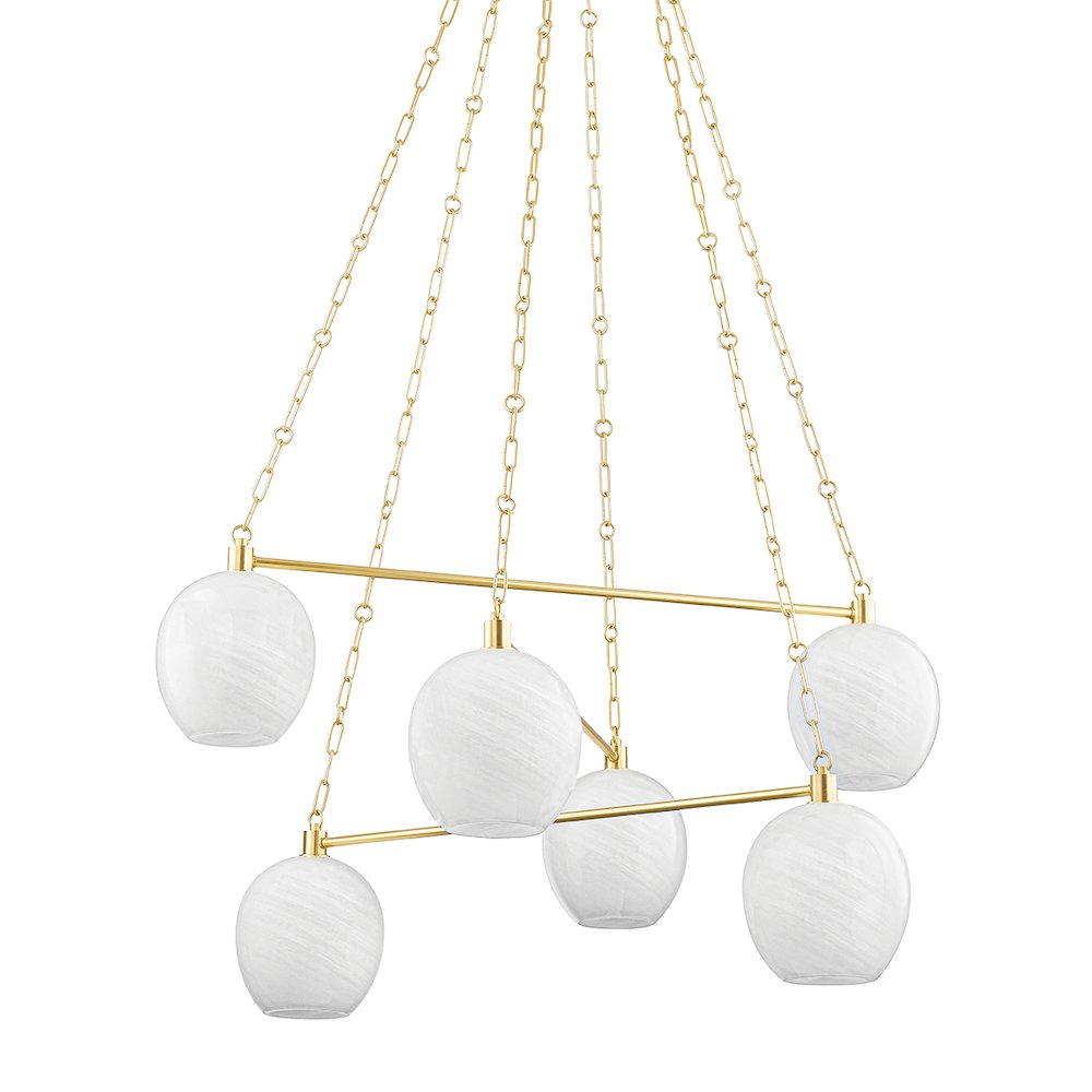 Asbury Park Chandelier, Aged Brass. Picture 1