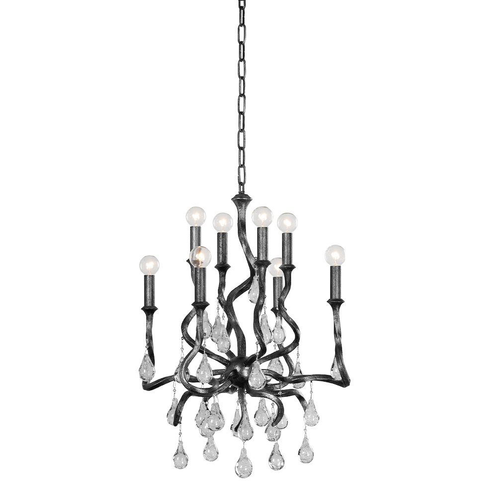 Aveline Chandelier, Black Silver Leaf. Picture 1