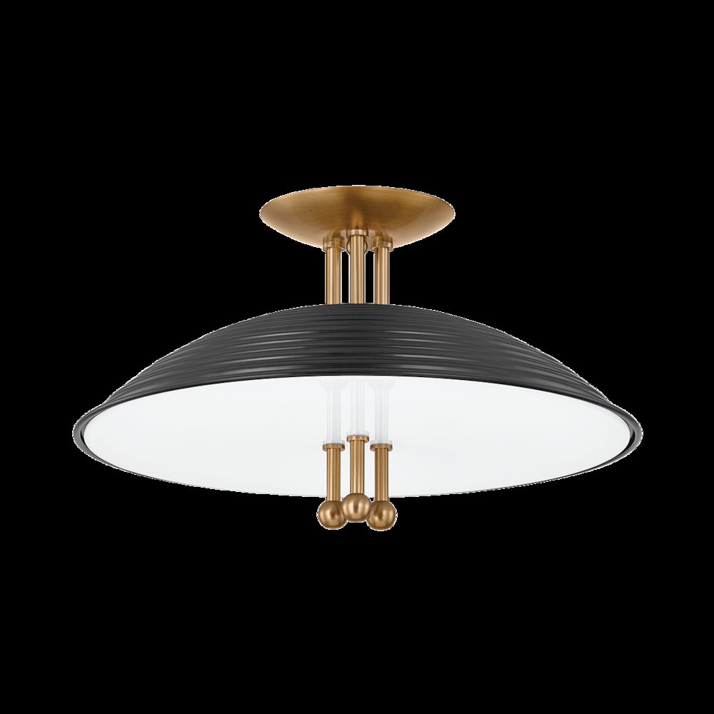 Larkin Semi Flush, Patina Brass. Picture 1