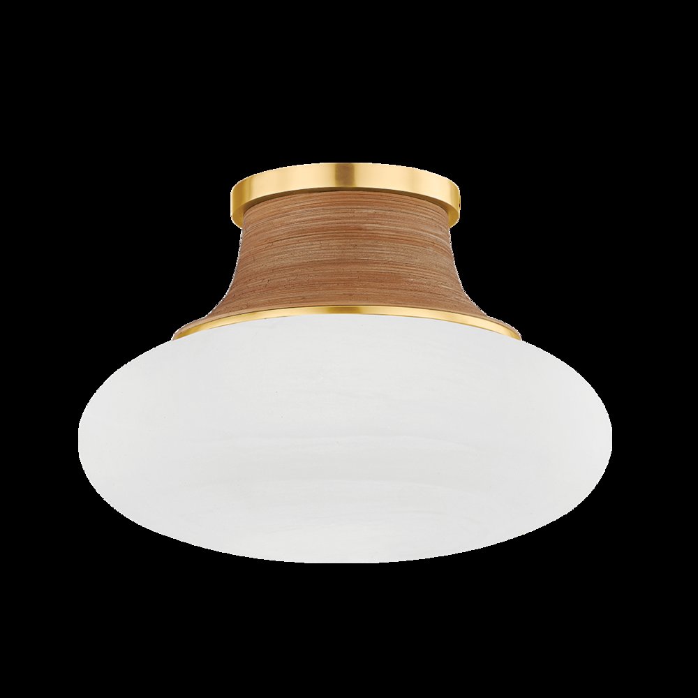 Pearl River Flush Mount, Aged Brass. Picture 1