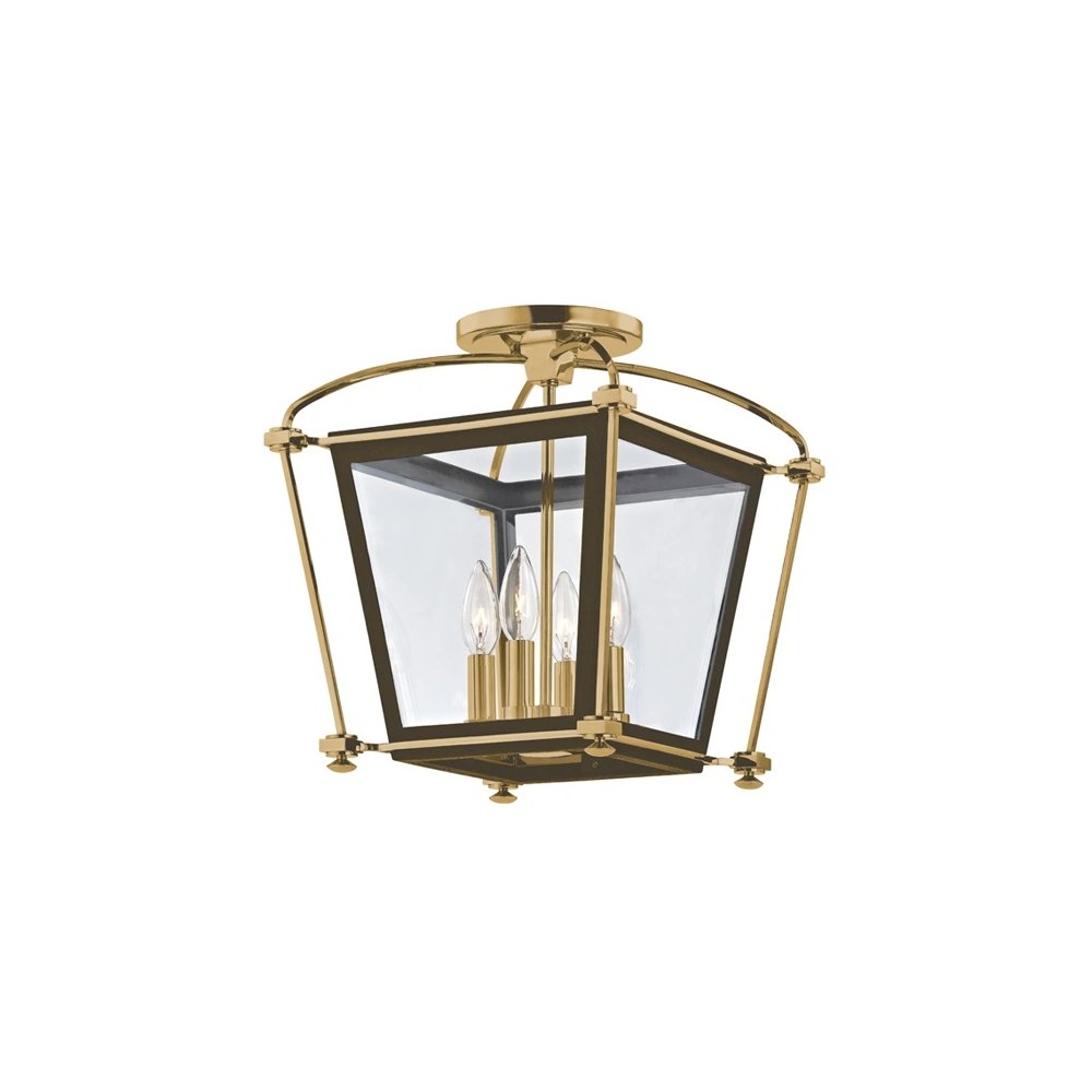 Hollis Semi Flush In Aged Brass Color. Picture 1