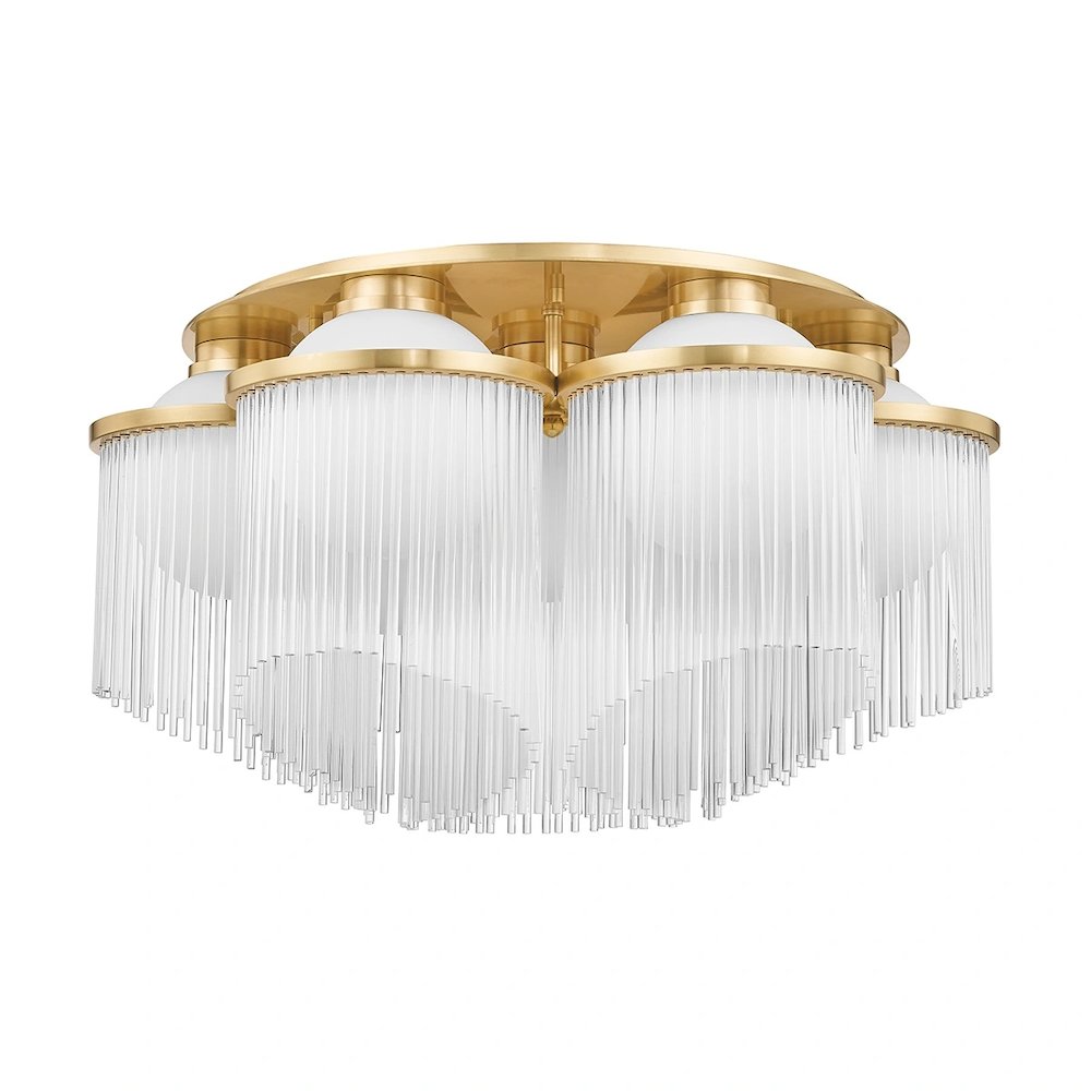 Celestial Semi Flush In Aged Brass Color. Picture 1
