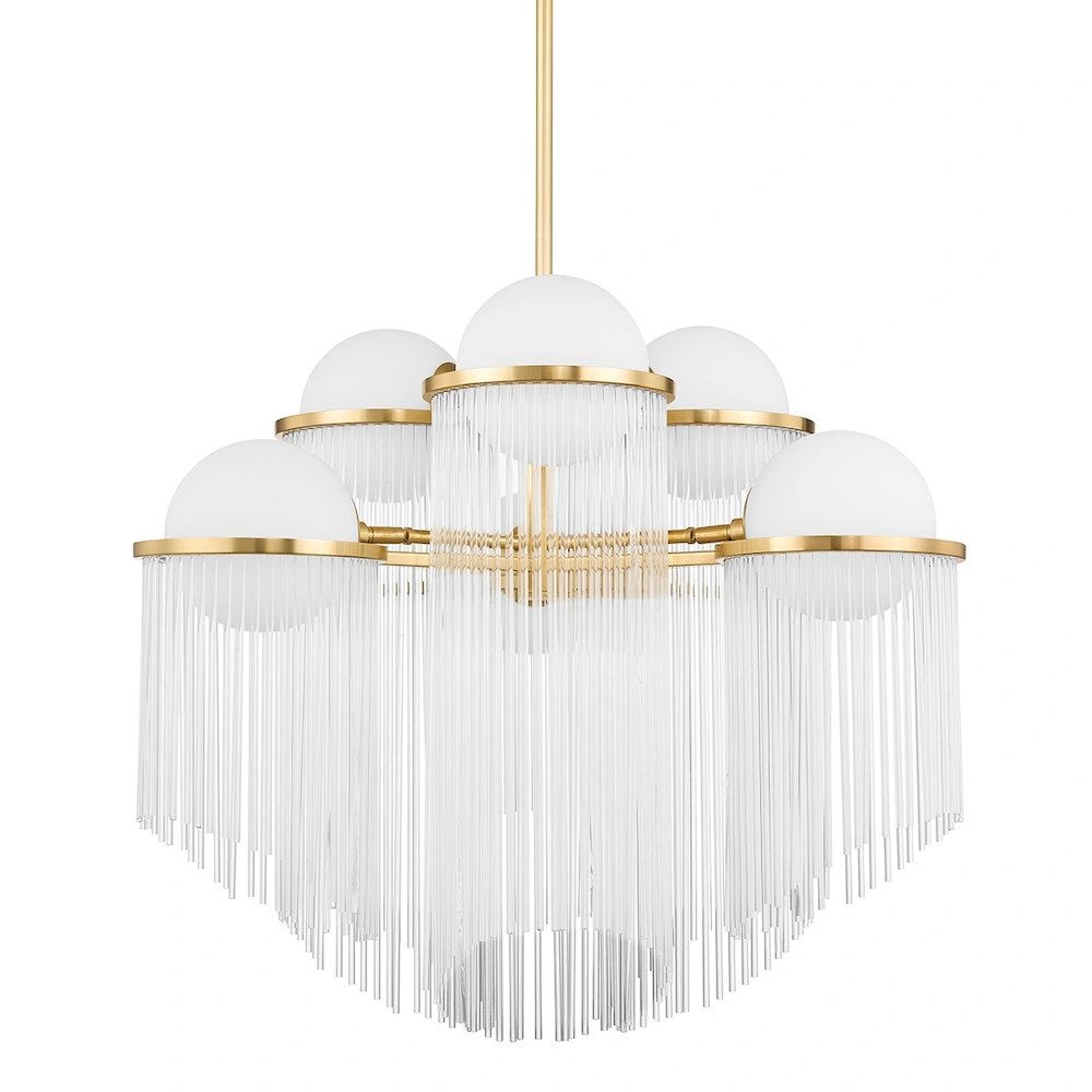 Celestial Chandelier In Aged Brass Color. Picture 1