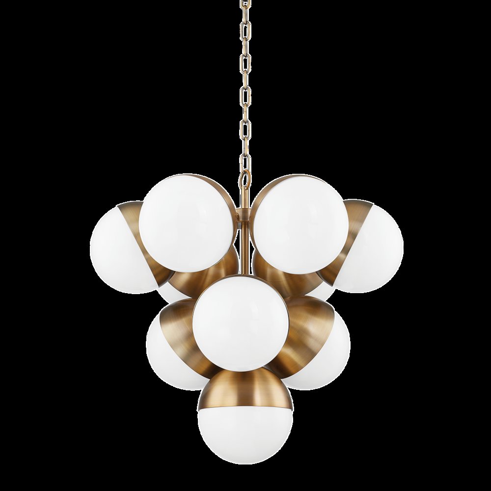 Cupertino Chandelier, Patina Brass. Picture 1