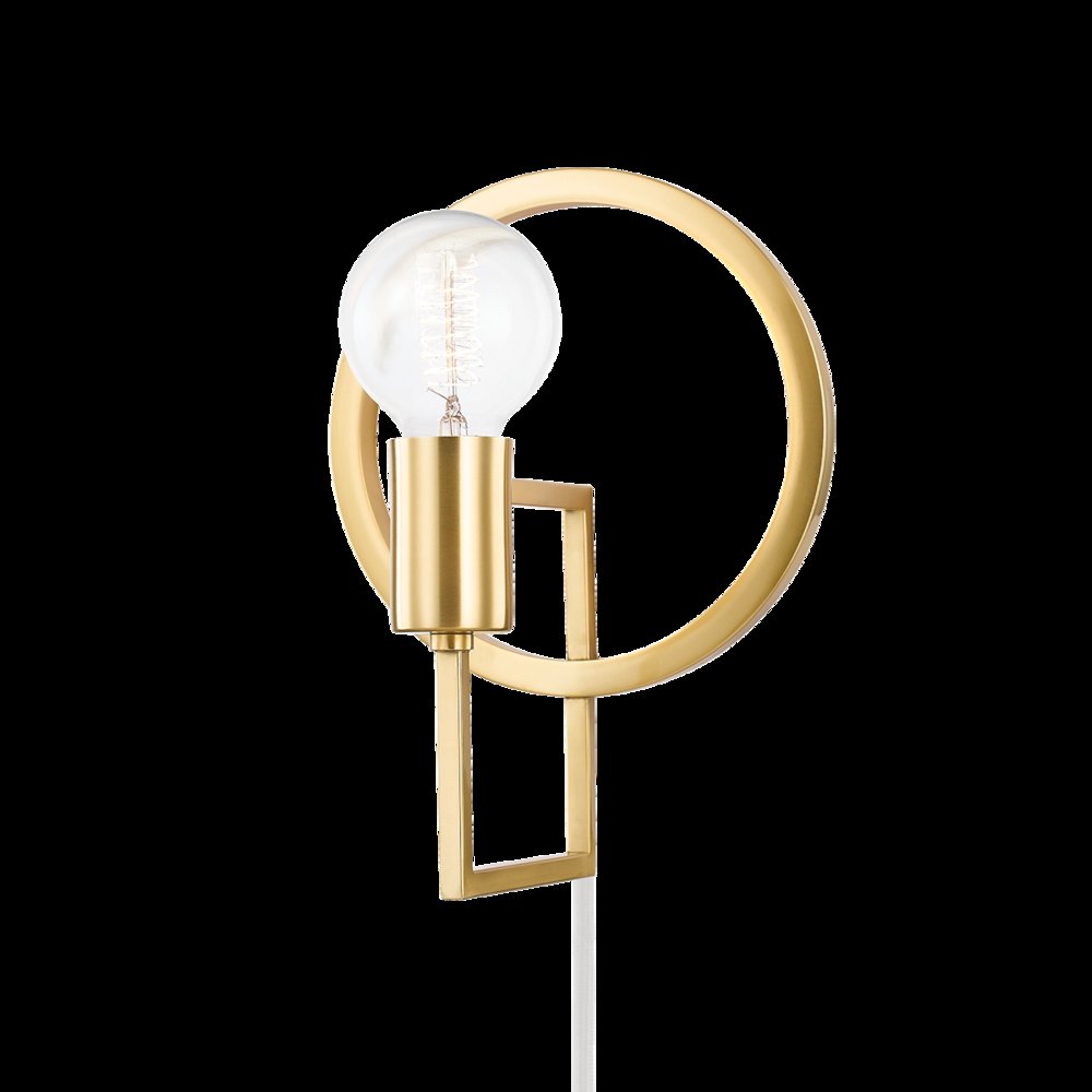 Tory Plug-In Sconce, Aged Brass. Picture 1