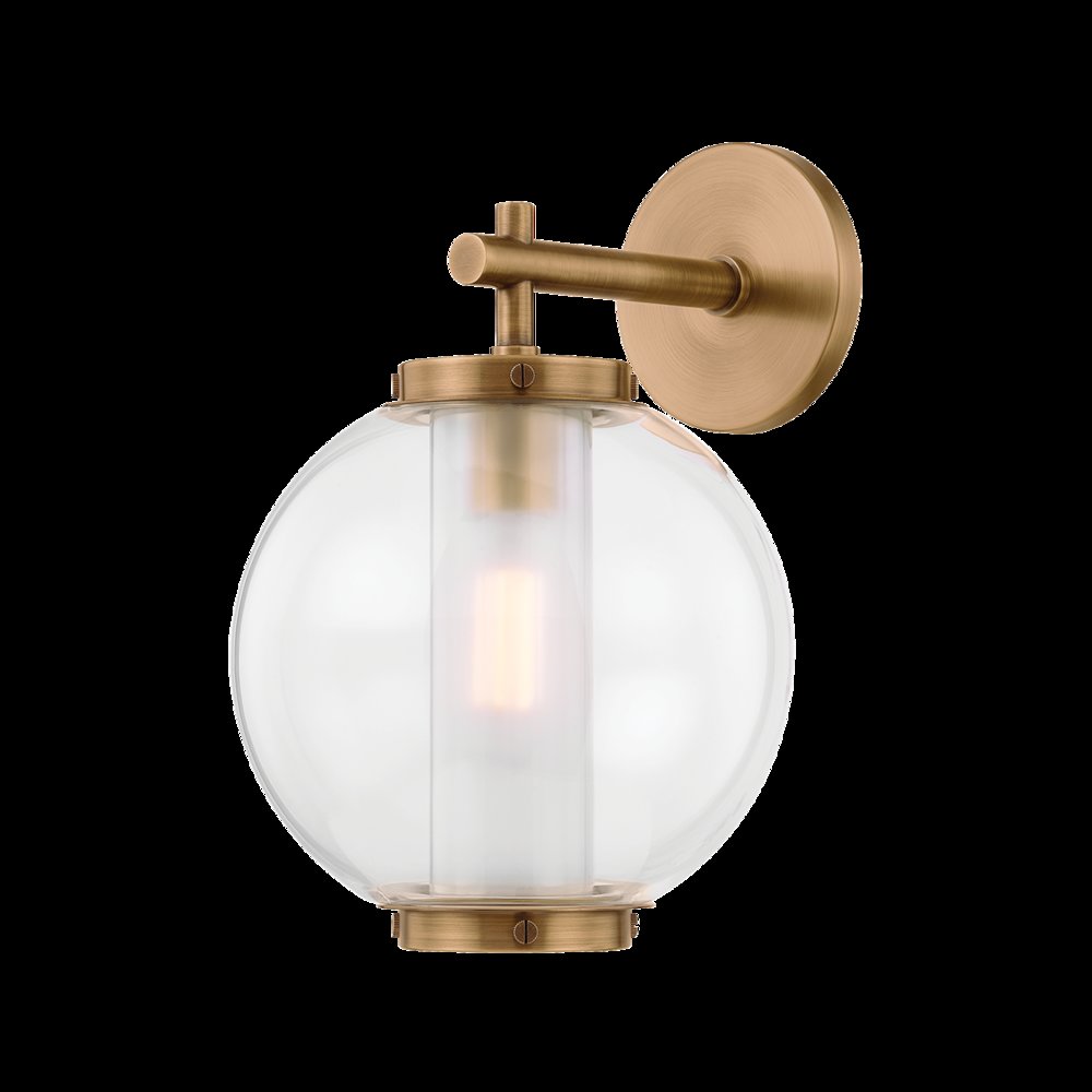 Marco Exterior Wall Sconce, Patina Brass. Picture 1