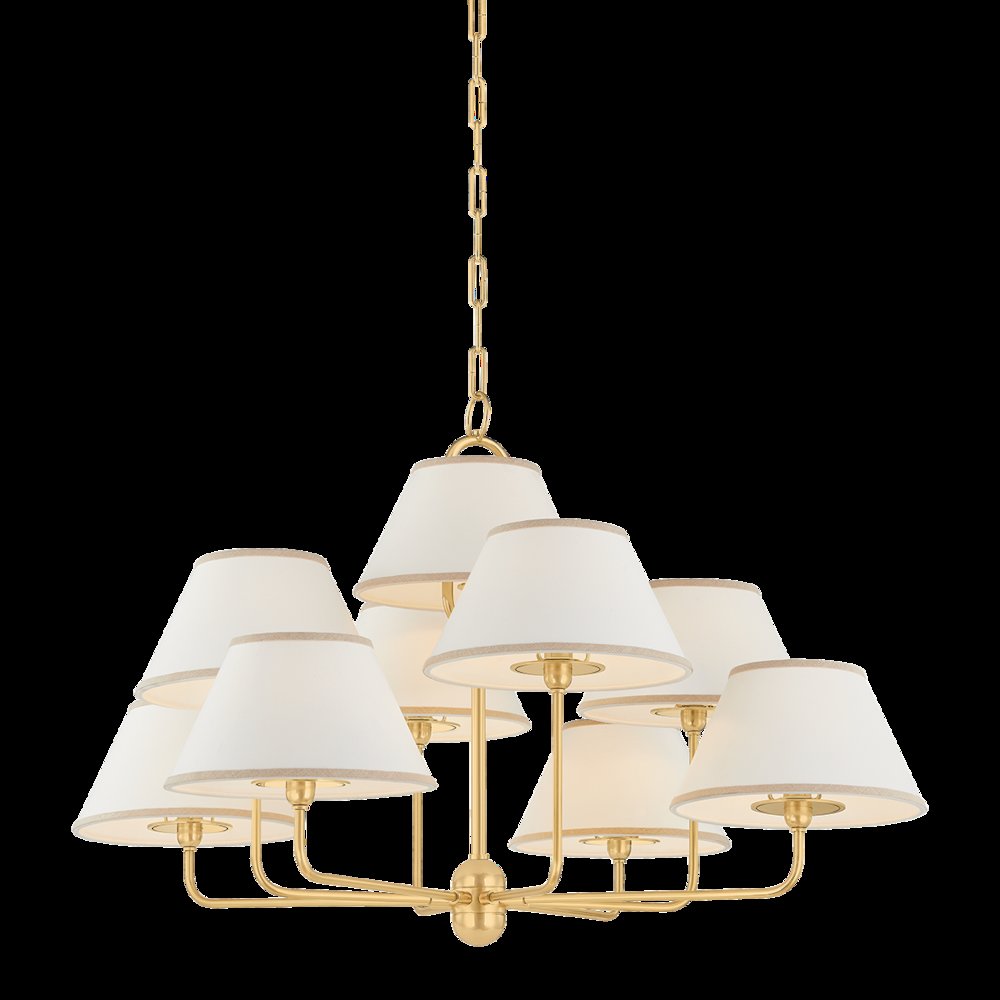 Durland Chandelier, Aged Brass. Picture 1