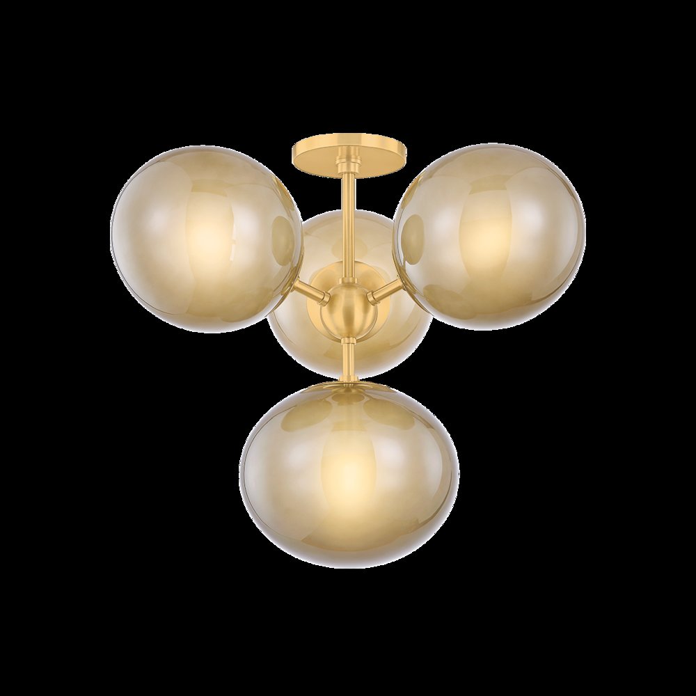 Zaley Semi Flush, Aged Brass. Picture 1