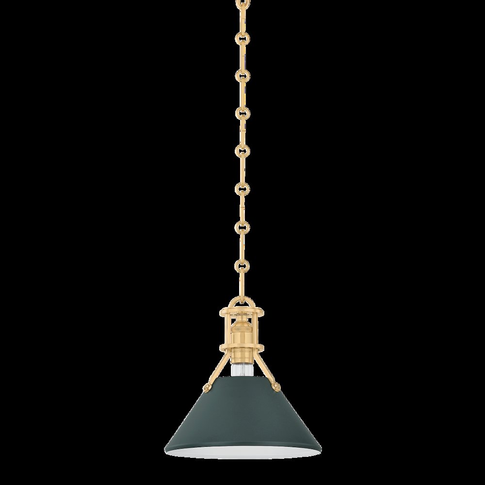 Painted No.2 Pendant, Aged Brass. Picture 1