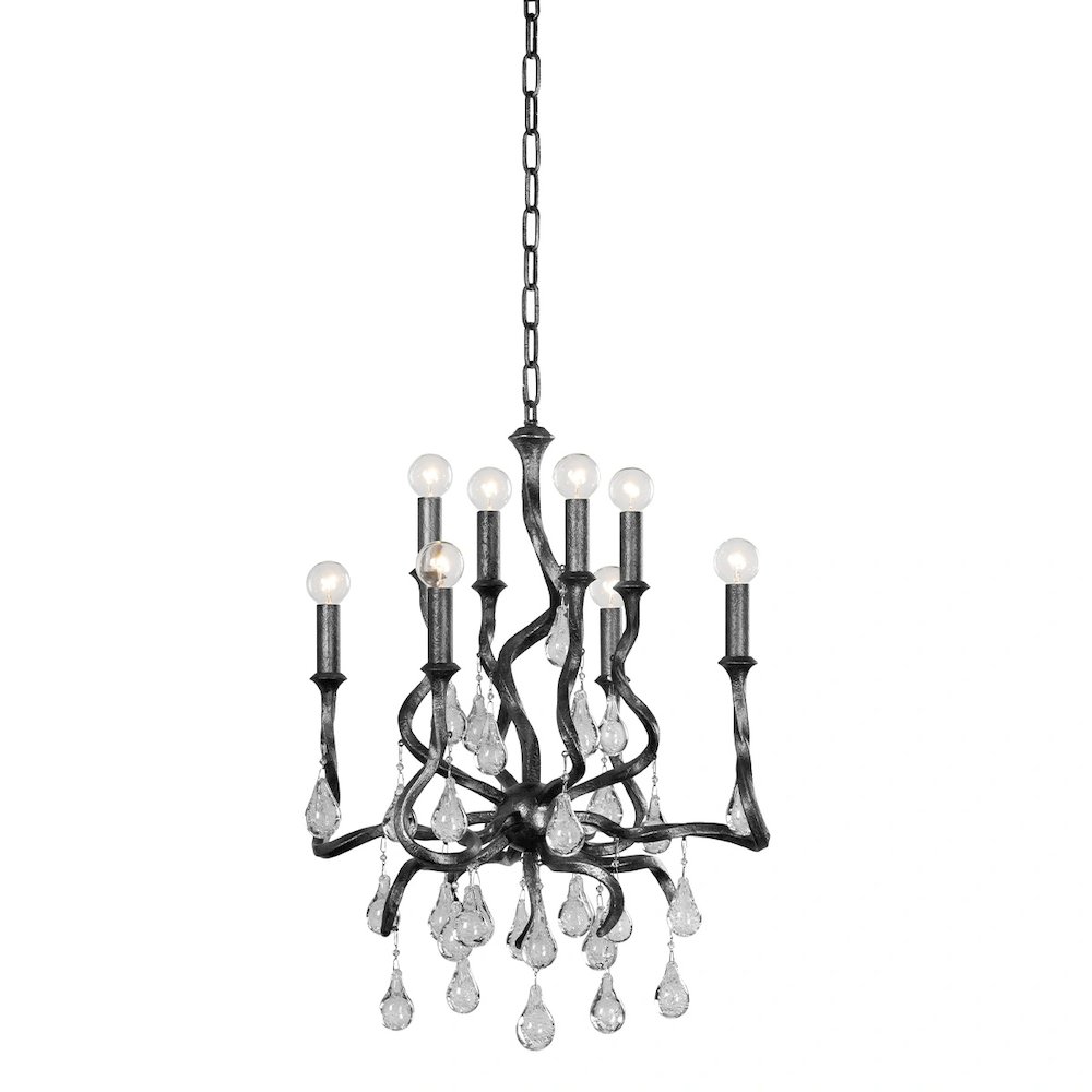 Aveline Chandelier In Black Silver Leaf Color. Picture 1