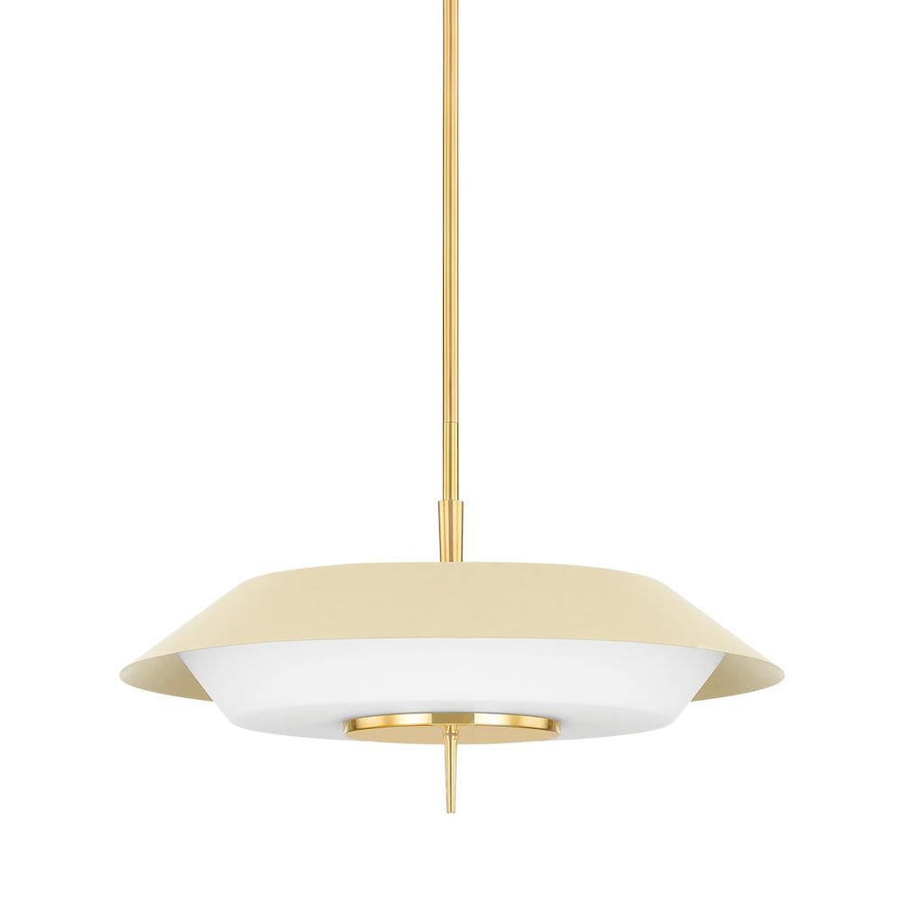 Westport Pendant In Aged Brass/ Soft Sand Color. Picture 1