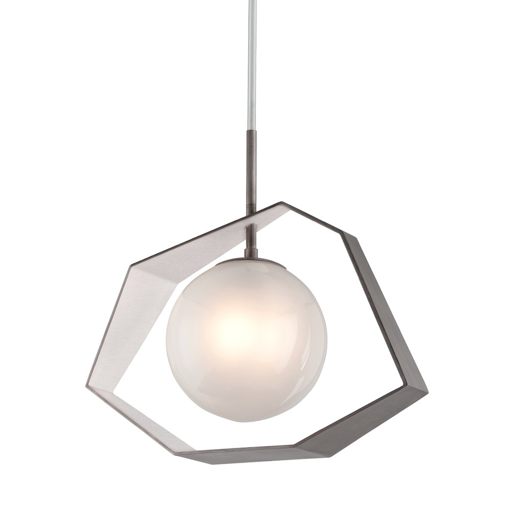 Origami Chandelier, Graphite With Silver Leaf. Picture 1
