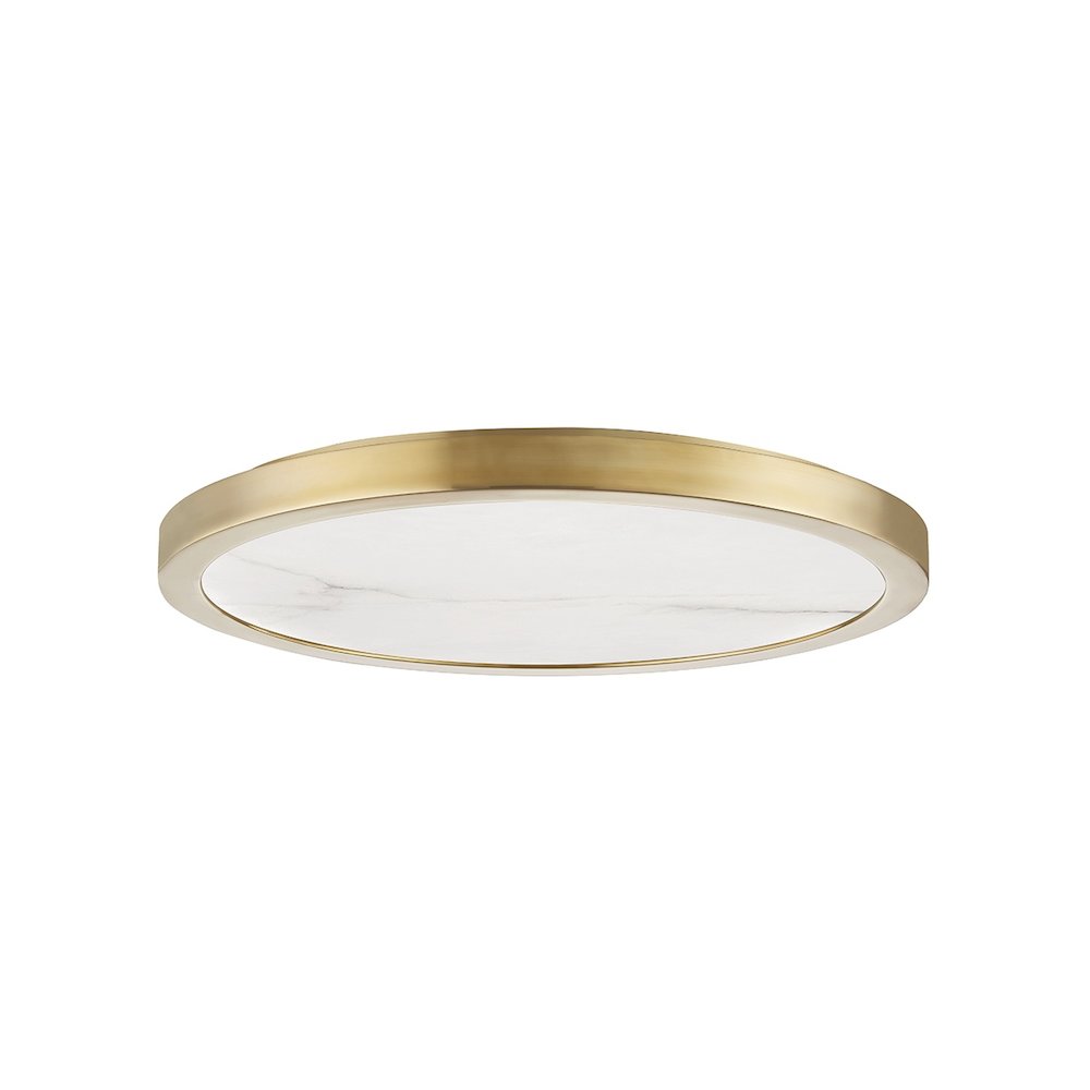 Woodhaven Flush Mount In Aged Brass Color. Picture 1