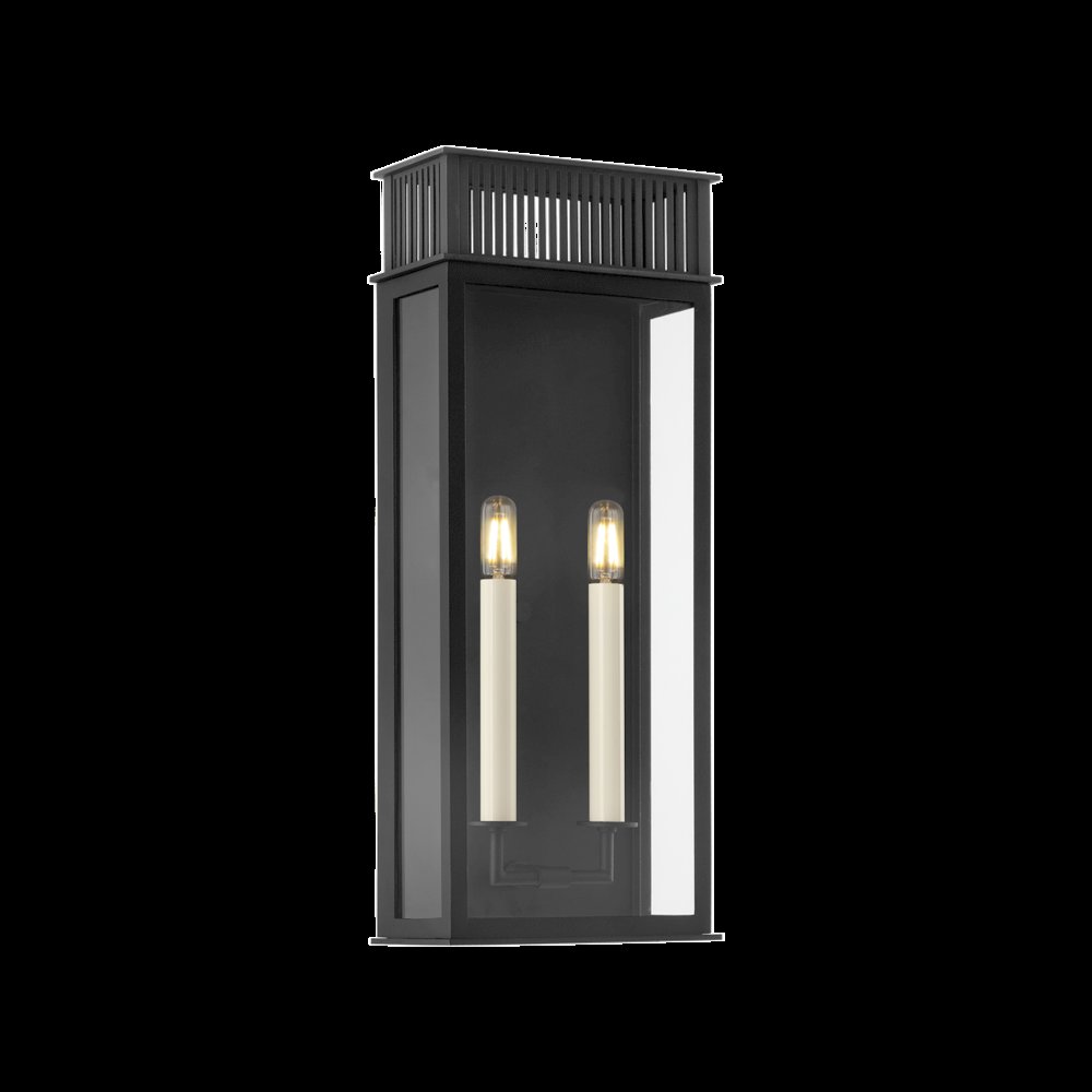 Gridley Exterior Wall Sconce, Texture Black. Picture 1