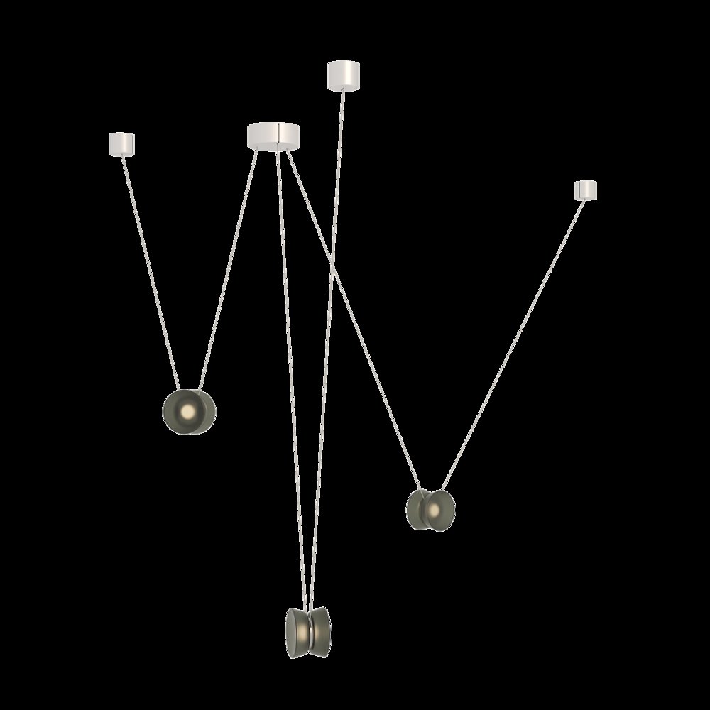 Yo Yo Pendant, Natural Anodized With Smoke Shade. Picture 1