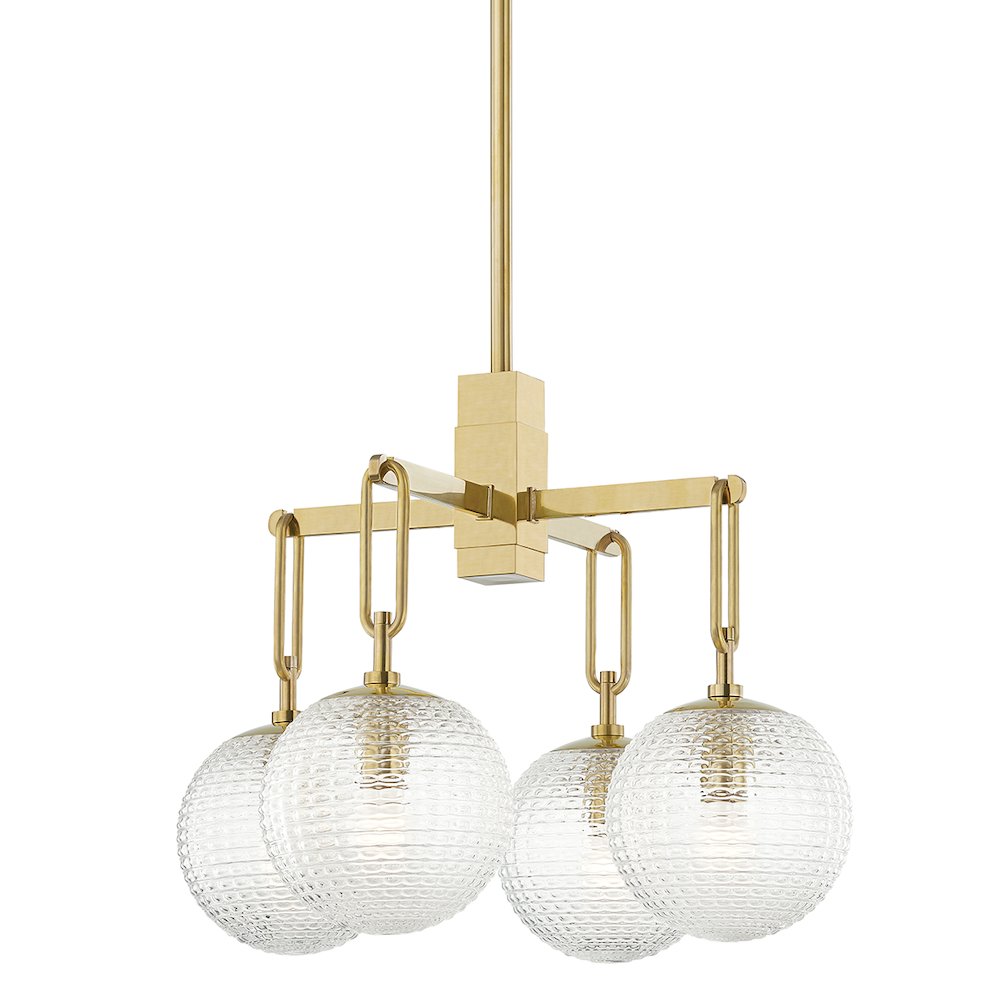 Jewett Chandelier, Aged Brass. Picture 1