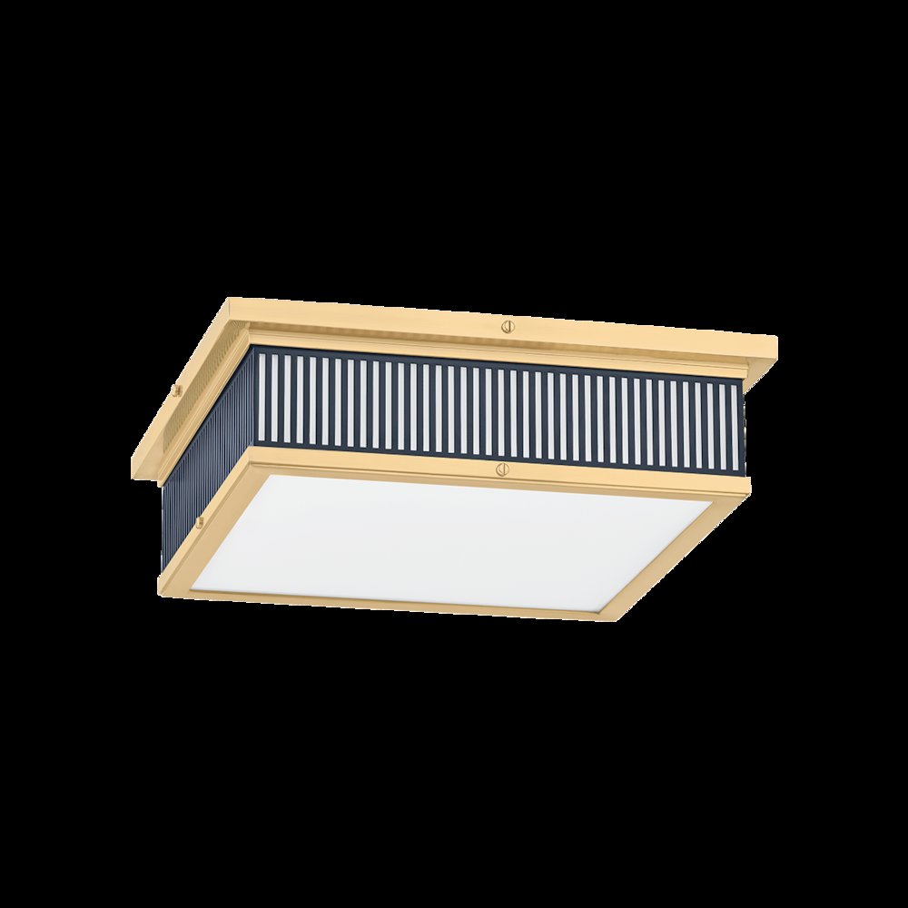 Ashdown Flush Mount, Aged Brass. Picture 1