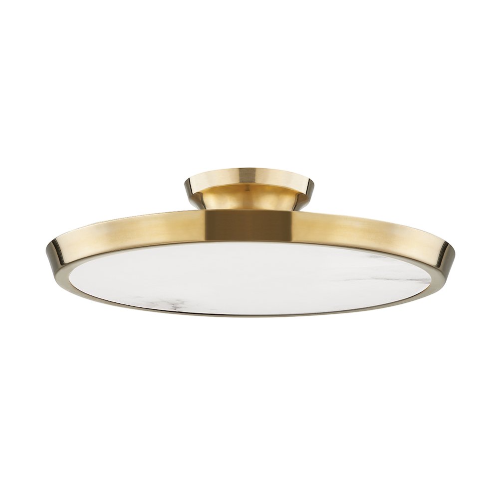 Draper Flush Mount, Aged Brass. Picture 1