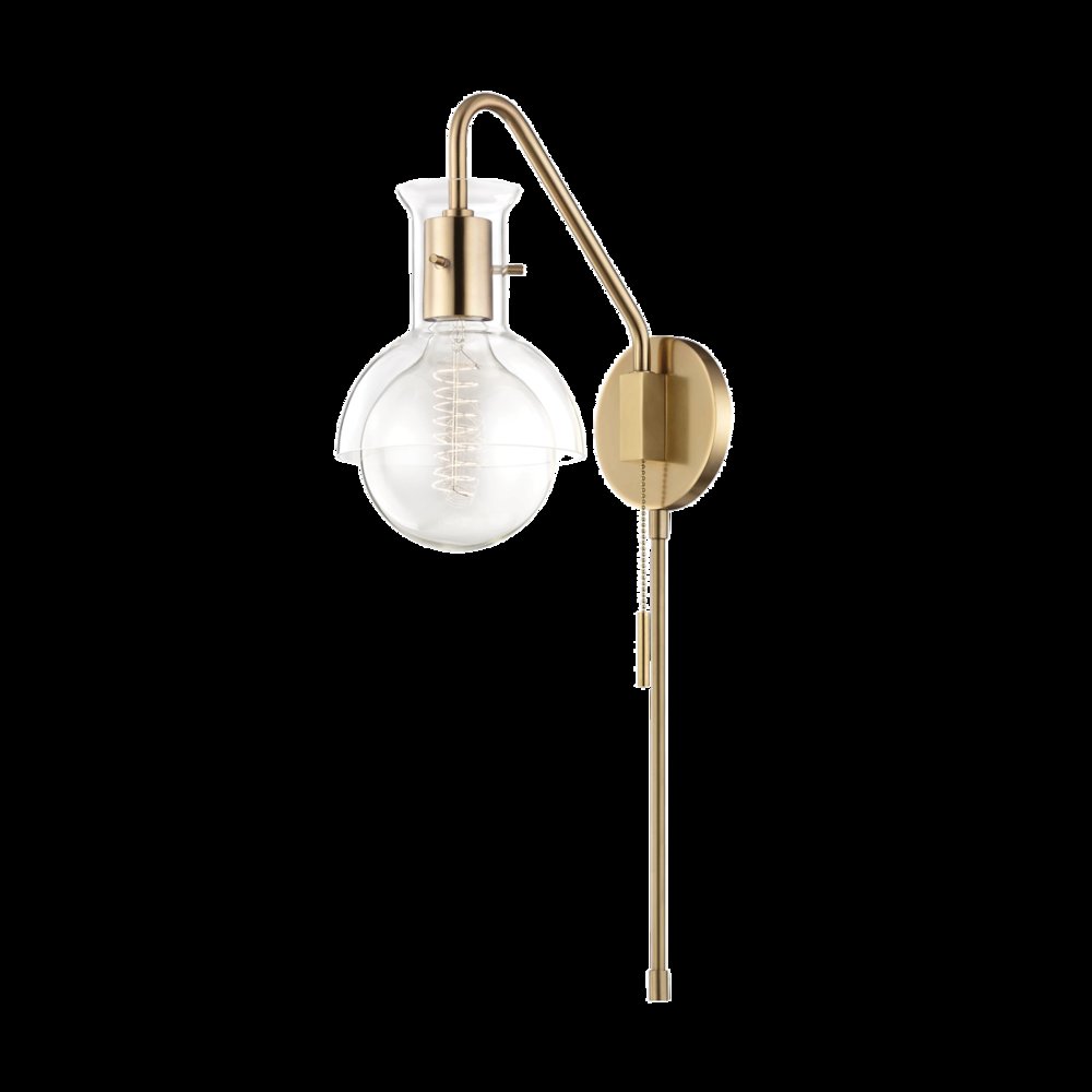 Riley Plug-In Sconce, Aged Brass. Picture 1