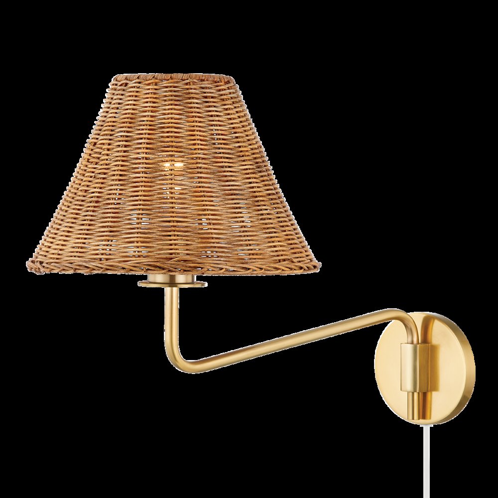 Issa Plug-In Sconce, Aged Brass. Picture 1