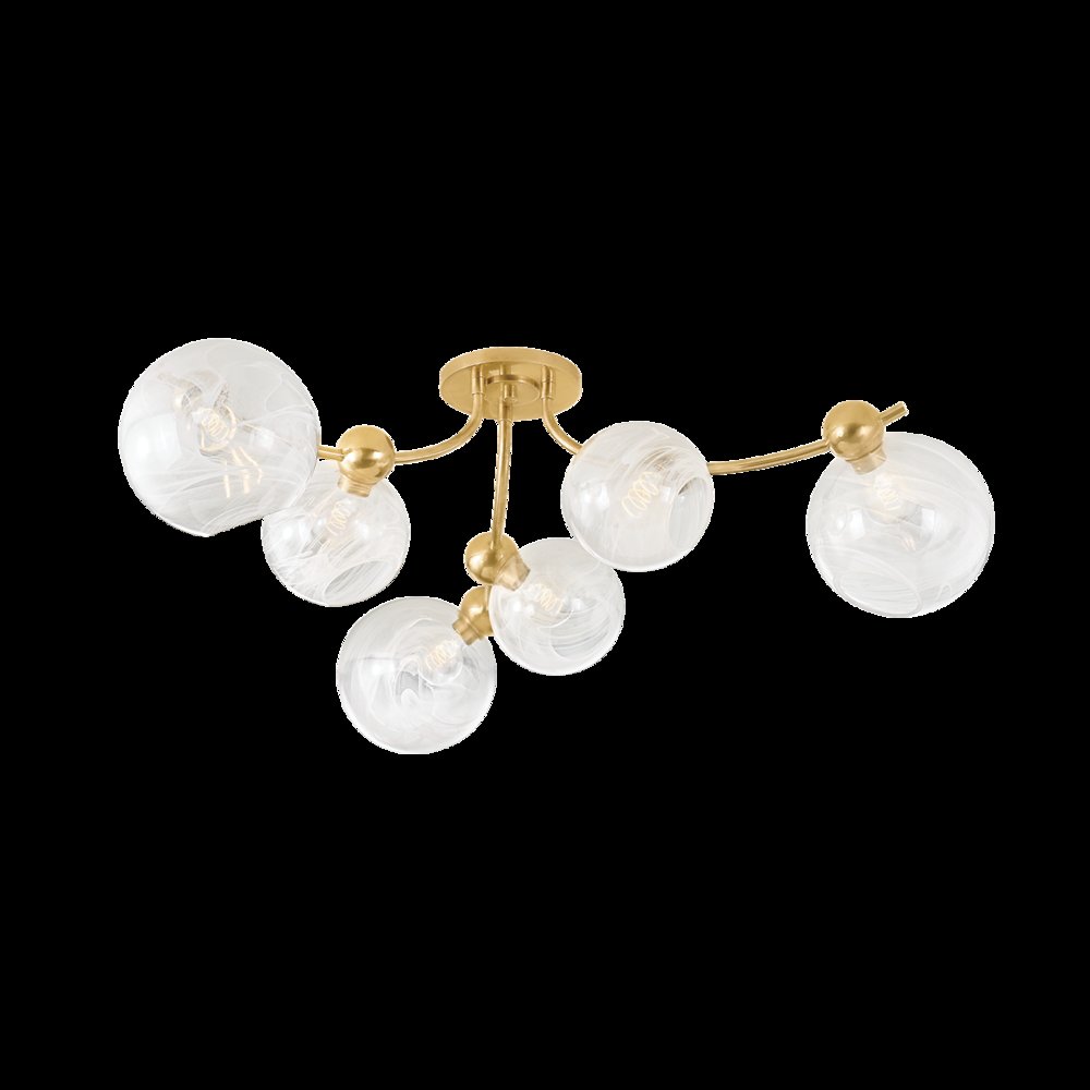 Astraia Semi Flush, Vintage Brass. Picture 1
