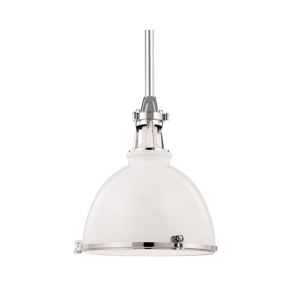 Massena Pendant, White, Polished Nickel Combo. Picture 1