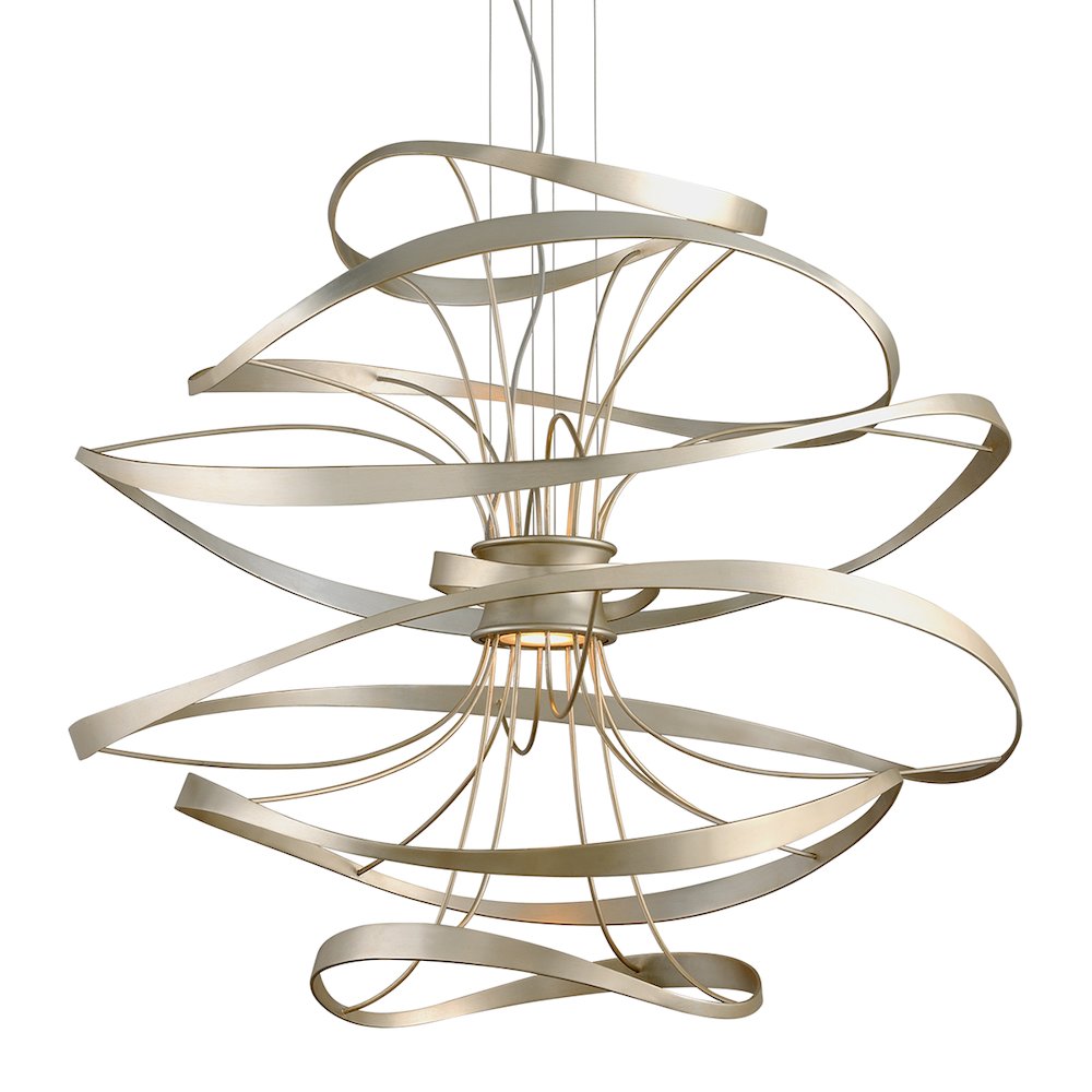 Calligraphy Chandelier, Silver Leaf. Picture 1