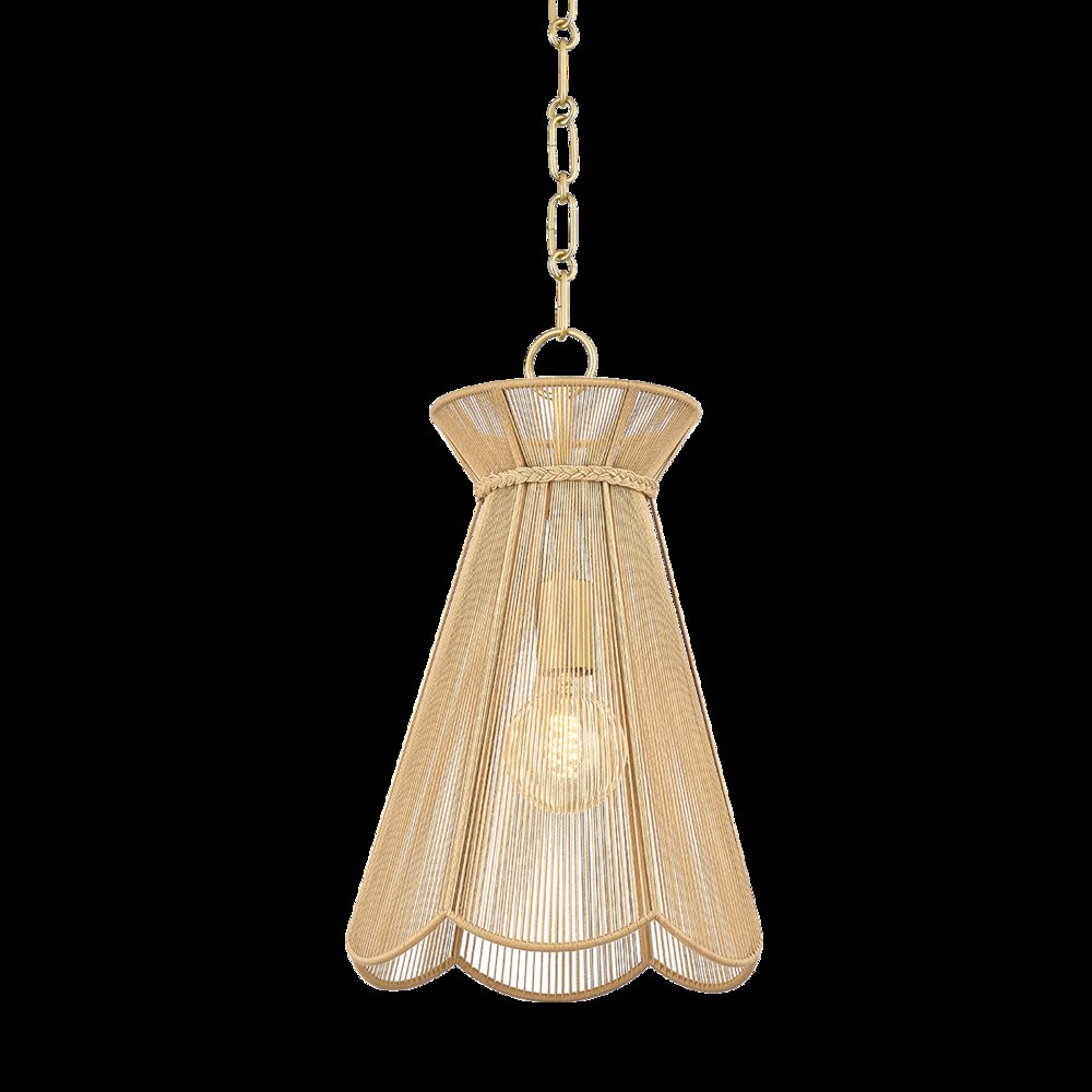 Aaliyah Pendant, Aged Brass. Picture 1